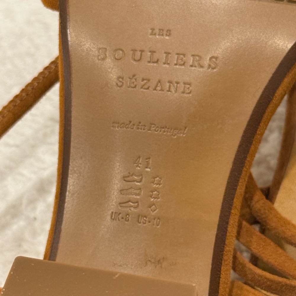 Sézane Souliers Gloria Suede Heeled Sandals – Camel NWOT - Picture 8 of 8